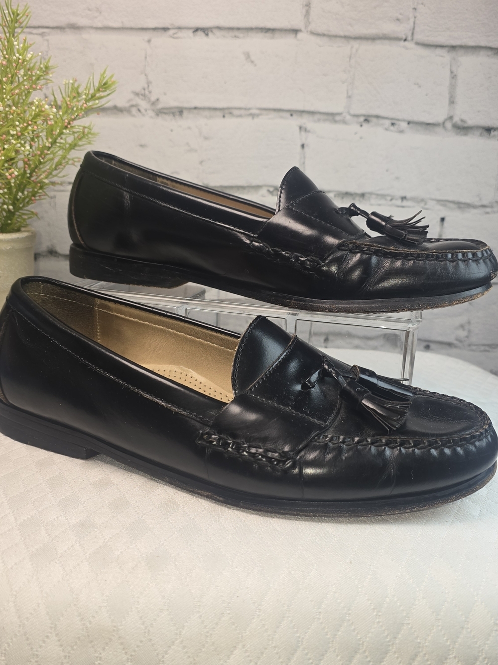COLE HAAN MENS PINCH TASSEL LOAFERS BLACK LEATHER GREAT CONDITION SIZE 10M